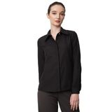 Kadın Beyaz Slim Fit Pamuklu Ofis Gömleği (Siyah, L)
