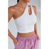 Kadın Beyaz Tek Omuz Cut Out Detaylı Crop Top Bluz – Şık, Rahat Ve Kolay Kombinlenebilir