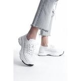 Kadın Beyaz Triko Taşlı Spor Ayakkabı & Sneaker