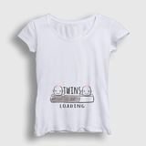 Kadın Beyaz Twins Loading Girls Yükleniyor Doğum Hamilelik T-Shirt 535472TT - XL