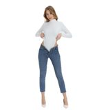 Kadın Beyaz Uzun Kollu Balıkçı Yaka Çıtçıtlı Body (SİYAH, M)