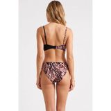 Kadın Bikini Takımı Balconette Kaplı Normal Bel Askılı Leopar Desenli Örme Slip Alt Regular Kesim