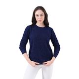 Kadın Bisiklet Yaka Büzgülü Kazak 12833 BGL-ST04228 LACİVERT M/L