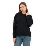 Kadın Bisiklet Yaka Çizgili Sweatshirt (B24-00248) SİYAH M