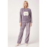 Kadın Bisiklet Yaka Düşük Kol Uzun Kollu Regular Kalıp Wellsoft Örme Pijama Takımı Estetik