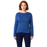 Kadın Bisiklet Yaka Nervürlü İspanyol Kol Viskon Bluz Büyük Beden Konforu Kaliteli Şık Rahat_Indigo-4XL