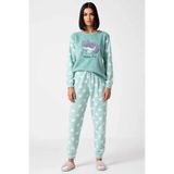 Kadın Bisiklet Yaka Standart Kol Uzun Kol Regular Kalıp Polar Pijama Takımı Fonksiyonel Şık