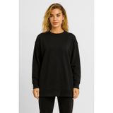 Kadın Bisiklet Yaka Yanı Yırtmaçlı Regular Fit 3 İplik Sweatshirt%100 Pamuk - Siyah SİYAH