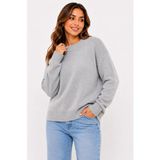Kadın Bisiklet Yaka Yumuşak Dokulu Oversize Triko Kazak - Gri - XL