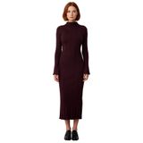 Kadın Bodycon Kesim Dik Yaka Uzun Kol Maxi Triko Elbise Kış Aylarında Şık ve Rahat Bir Tarz Sunar-Mürdüm-L