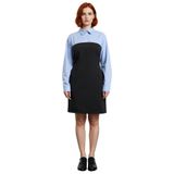 Kadın Bodycon Renk Bloklu Mini Elbise Gömlek Yaka Uzun Kol İş ve Günlük Şıklığına Özel Tasarım-Siyah-Mavi-50