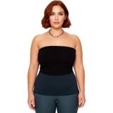 Kadın Bodycone Siluetli Straplez Yaka Polyester Karışımlı Bluz Günlük Casual Kullanım İçin_Siyah-2XL