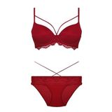 Kadın Bordo Desteksiz Bralet Sütyen Külot Takım, 80B, TYC00207653946-869BST0020105