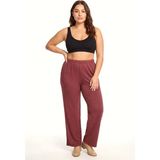 Kadın Bordo Dokulu Büyük Beden Cepli Pijama Altı Rahat Kesim Yumuşak Kumaş Ev Giyim Alt - XL