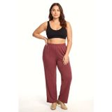 Kadın Bordo Dokulu Büyük Beden Cepli Pijama Altı Rahat Kesim Yumuşak Kumaş Ev Giyim Alt