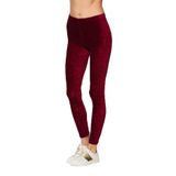 Kadın Bordo Fittilli Kadife Tayt, BORDO, XL