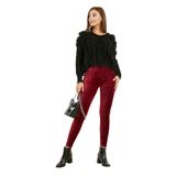 Kadın Bordo Kadife Kışlık Likralı Tayt, Bordo, M, UMJMRLX618-BORDO-M