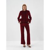 Kadın Bordo Lüks Dokulu Soft Kadife Regular Fit Ceket - XL
