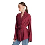 Kadın Bordo Oversize%100 Modal Bağlamalı Kimono Ceket 29146