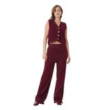 Kadın Bordo Peluş Kumaş Triko Pantalon 5245