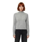 Kadın Bordo Reglan Kol Oversize Dik Yaka Triko Kazak Kış Sezonu İçin İdeal Rahat Günlük Giyim -Gri-M