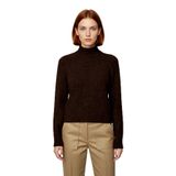 Kadın Bordo Reglan Kol Oversize Dik Yaka Triko Kazak Kış Sezonu İçin İdeal Rahat Günlük Giyim -Kahverengi-S
