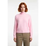 Kadın Bordo Reglan Kol Oversize Dik Yaka Triko Kazak Kış Sezonu İçin İdeal Rahat Günlük Giyim -Pembe-M