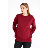 Kadın Bordo Renk Basic Bisiklet Yaka Sweatshirt