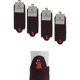 Kadın Bordo Renkli Nakışlı Pamuklu Patik Çorap 4'lü Paket - 36 - 40