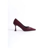 Kadın Bordo Saten Topuklu Ayakkabı Tr08ms25c