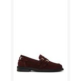 Kadın Bordo Tokalı Süet Deri Maskülen Loafer AF140001DS