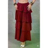 Kadın Bordo Volanlı Kat Kat Beli Lastikli Astarlı Kupra Krep Etek 700-3745430
