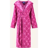 Kadın Bornoz, Yumuşak Velur Kumaş ve Özel Cornflower Deseni - XL - Pembe