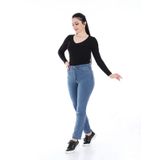 Kadın Boru Paça Likralı Kot Pantolon (Açık Mavi) (Açık Mavi / 46)