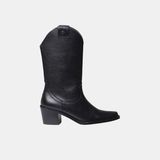 Kadın Bot Ubeda Toni Pons Leather Cowboy Ankle Boots Wıth Heel - 024-Siyah
