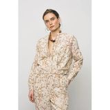Kadın Botanical Line Nakış İşlemeli Fermuarlı Bohem Crop Ceket
