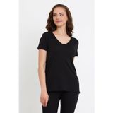 Kadın Boyfriend V Yaka Regular Fit Modal Tişört Lyocell (Tencel™) - Siyah