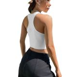 Kadın Boyun Askılı U Yaka Yüzücü Sırtlı Beyaz Renk Fitilli Crop Top Bluz (Beyaz, S)