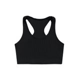 Kadın Boyun Askılı U Yaka Yüzücü Sırtlı Siyah Renk Fitilli Crop Top Bluz (Siyah, M)