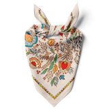 Kadın Boyun Fular 70cm x 70cm Orta Boy Kare Organik Pamuk | Saç Bandı Şalı Bandana Başörtüsü Nefes Alabilir Hafif (Çiçek Tasarımı 5)