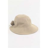 Kadın BRDY Bej Keten Fiyonk Detaylı Şapka SPKA0003