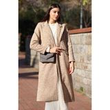 Kadın Buklet Oversize Kaban Bej - 38