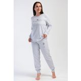 Kadın Büyük Beden 2 İplik Uzun Kol Gri Melanj Pijama Takım C1T2N0O304 GRİ MELANJ 1 XL