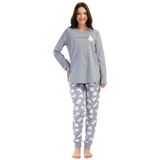 Kadın Büyük Beden 2 İplik Uzun Kol Gri Pijama Takım C6T3N0O304 GRİ 1 XL