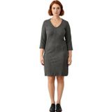 Kadın Büyük Beden A Kesim V Yaka Reglan Kol Mini Örme Fırçalı Kaşkorse Fitilli Elbise Kaliteli-Antrasit-4XL