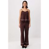 Kadın Büyük Beden Askılı Peplum Bluz Düz Kesim Pantolon Dokuma Takım Poplin Günlük Rahat Modern