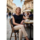 Kadın Büyük Beden Bluz Basic Bisiklet Yaka Ay Kol Örme Ribana Esnek Fitted Düz Regular Şık