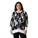 Kadın Büyük Beden Bomber Yaka Patlı Desenli Uzun Kollu Anne Dokuma Tunik Gömlek Bluz