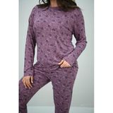 Kadın Büyük Beden Çiçek Desenli Uzun Kollu Pijama Takımı 4235-25