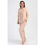 Kadın Büyük Beden Kadife Uzun Kol Bej Pijama Takım C9T8N0O304 BEJ 2 XL